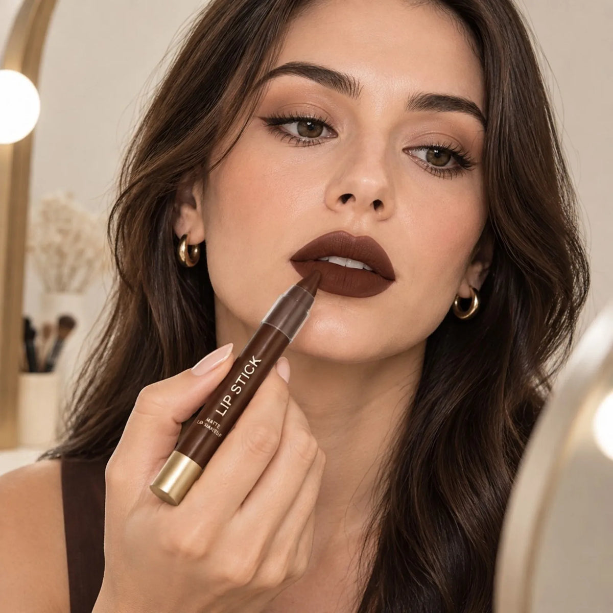 VelvetLine stift aangebracht op de lippen