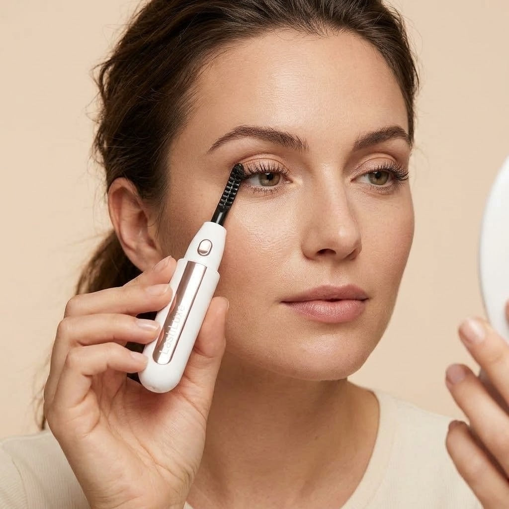 Vrouw krult haar wimpers met de LashLuxe