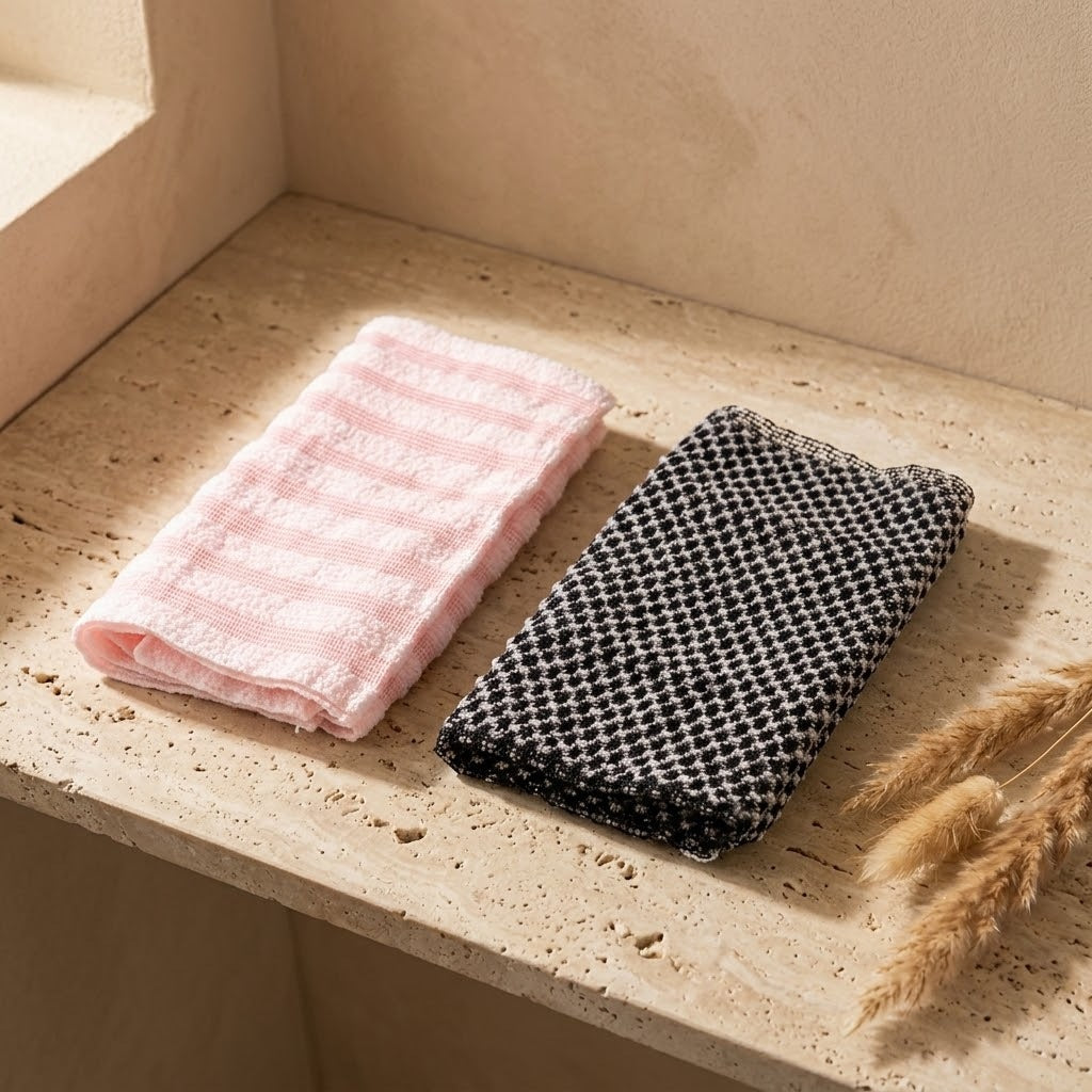 Scrubdoek zwart en roze